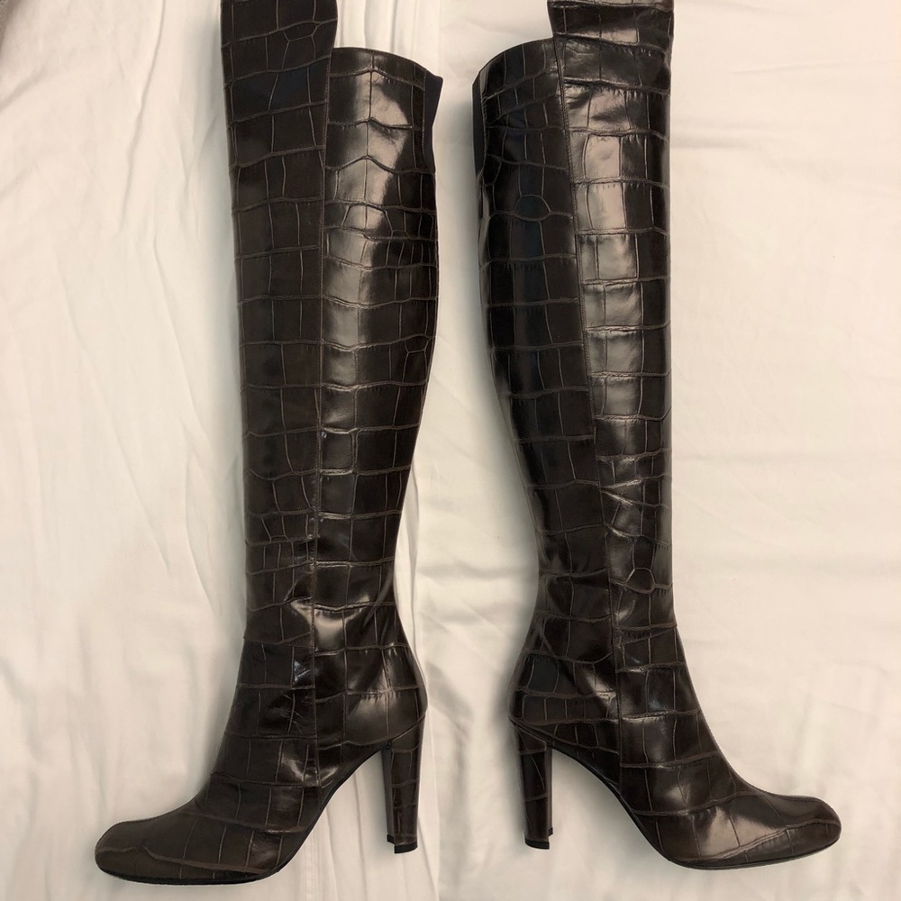 NEW Stuart Weitzman OTK Boot Brown Leather 6.5